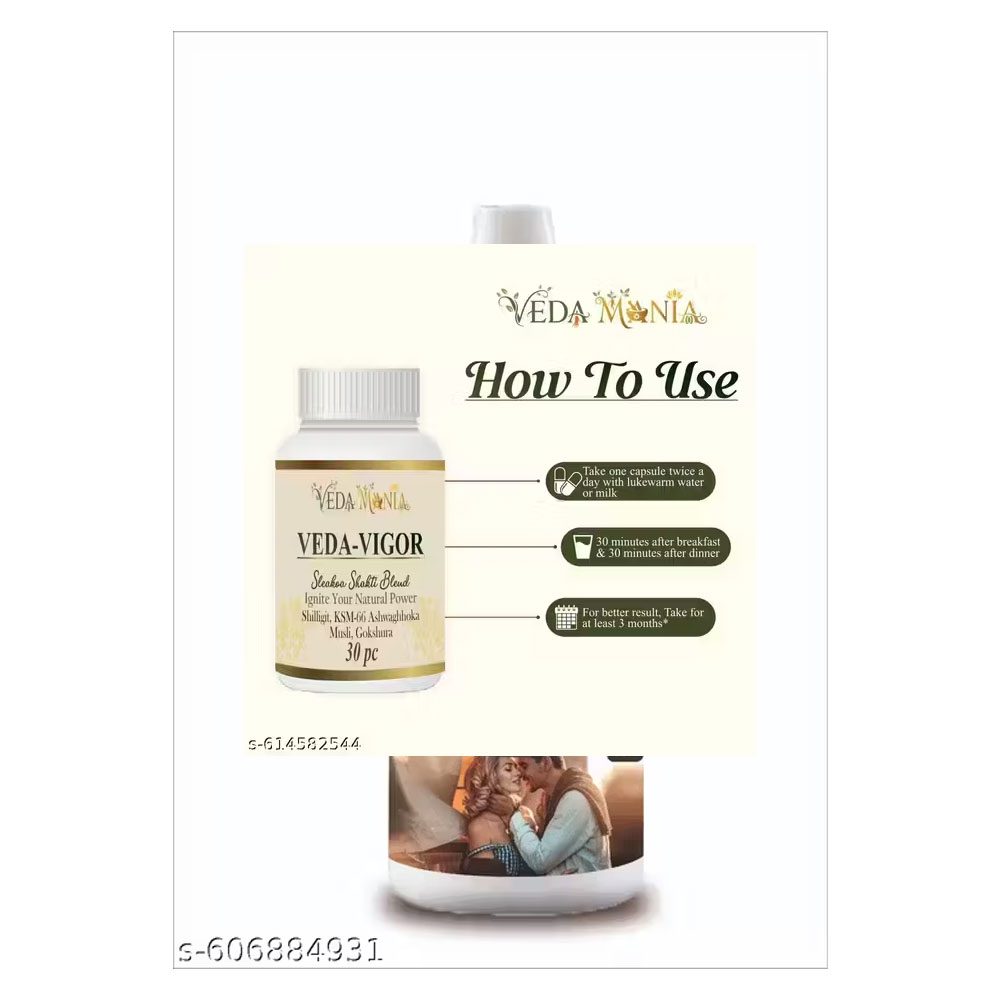 VedaMania VEDA-VIGOR | Shakti & Stamina Booster Capsules | Ayurvedic Blend of Shilajit, Ashwagandha, Musli & Gokshura | 30 Capsules