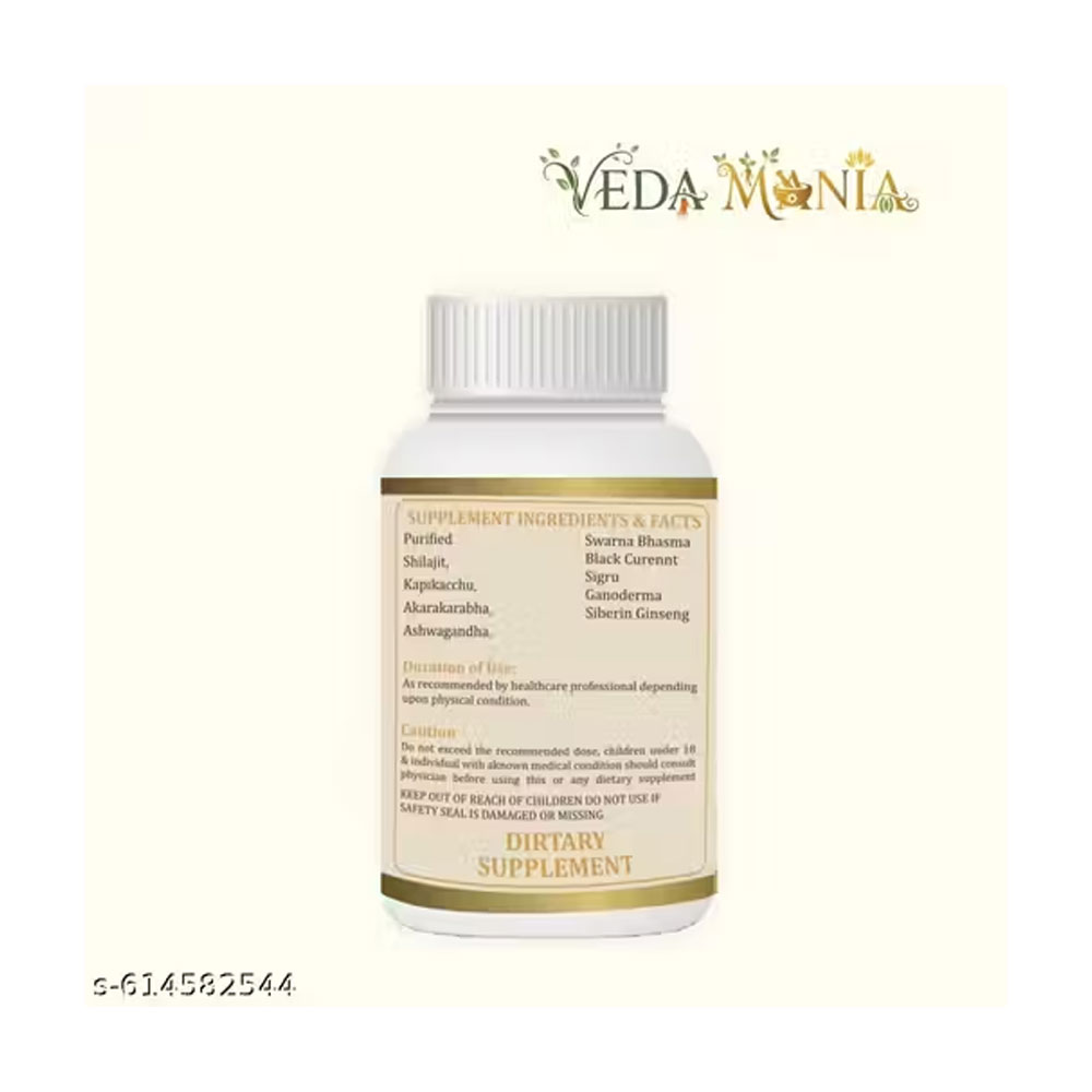VedaMania VEDA-VIGOR | Shakti & Stamina Booster Capsules | Ayurvedic Blend of Shilajit, Ashwagandha, Musli & Gokshura | 30 Capsules - Image 3